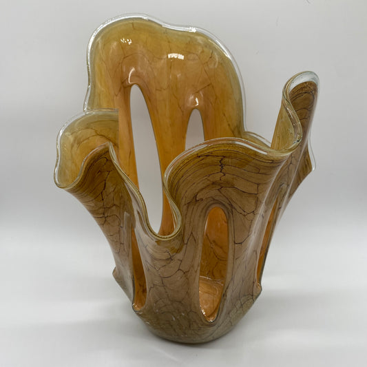 Beige Marbled Art Glass Sculpture