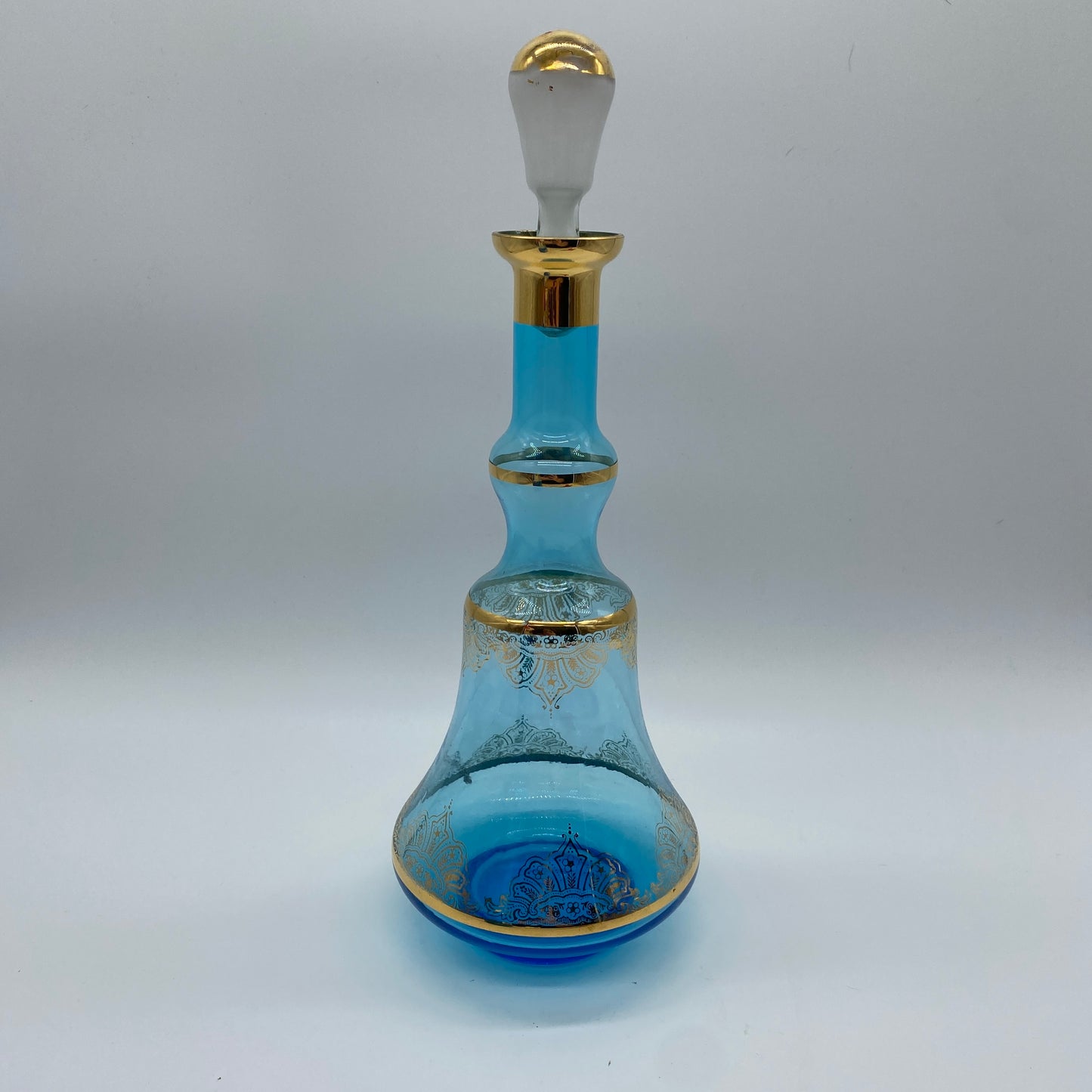 Blue and Gold Decanter Set with 4 Glasses