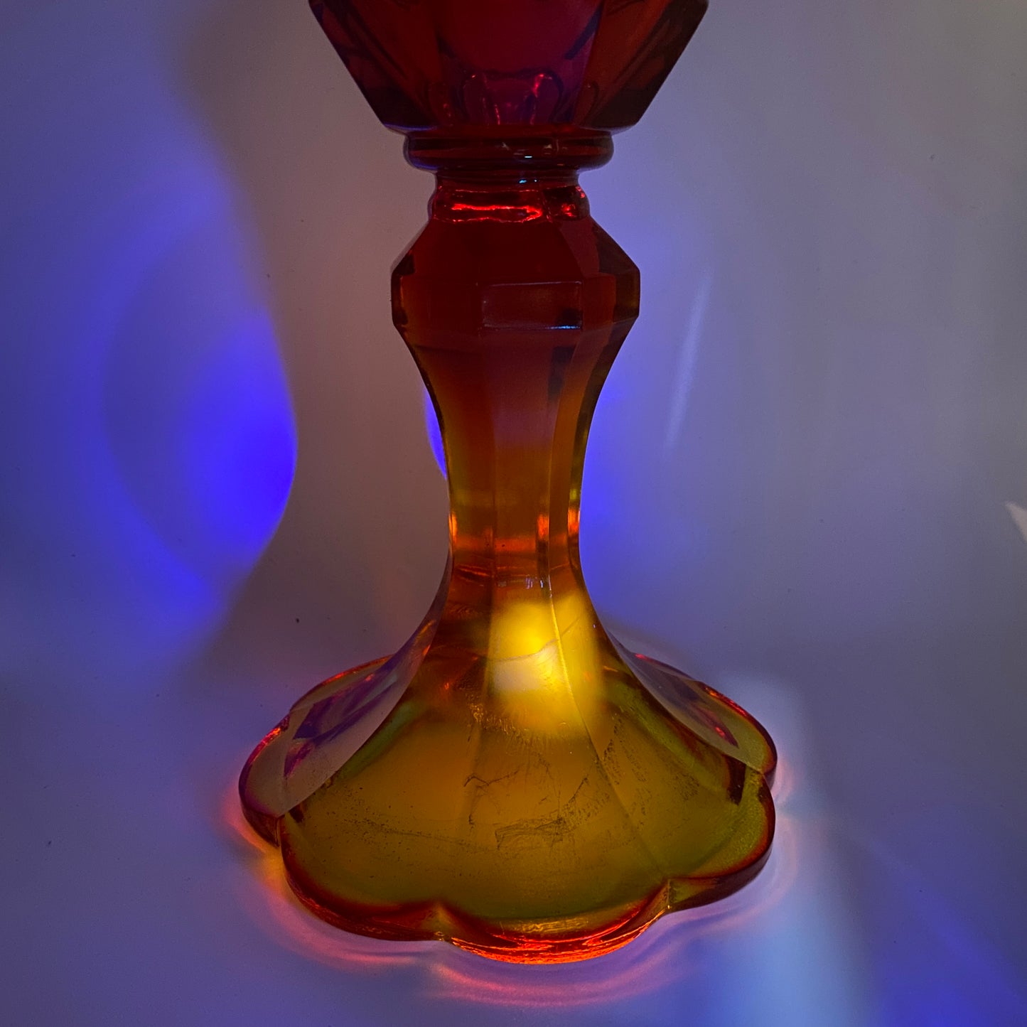 Amberina Indiana Glass Diamond Point - UV Reactive