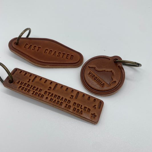 Hand Stamped Leather Keychains