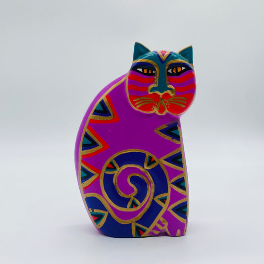 Laurel Burch Wood Carved and Painted Cat Figurine