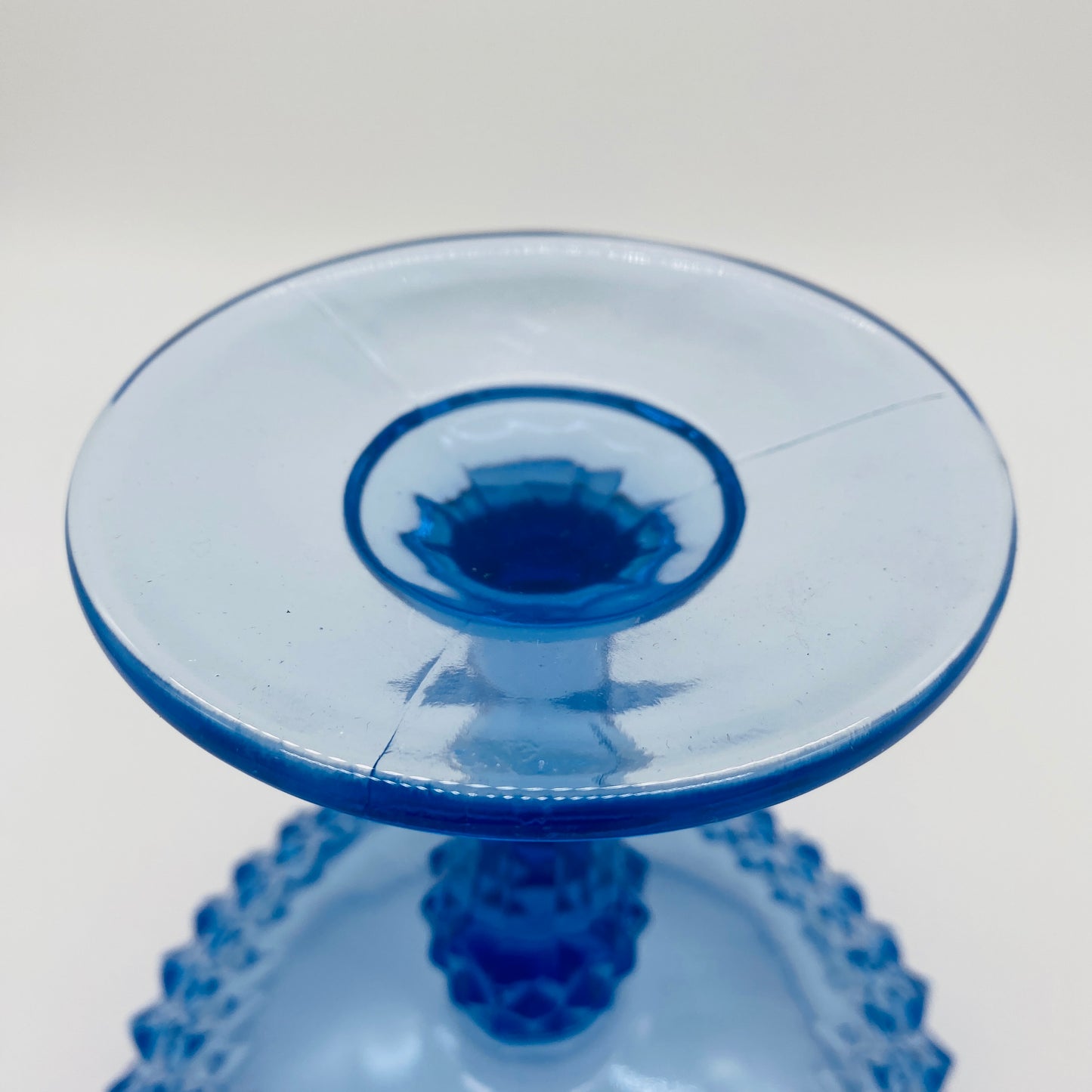 Regal Blue Diamond Glass Pedestal Compote