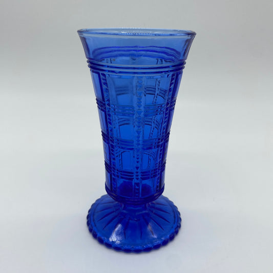 Blue Pressed Glass Vase