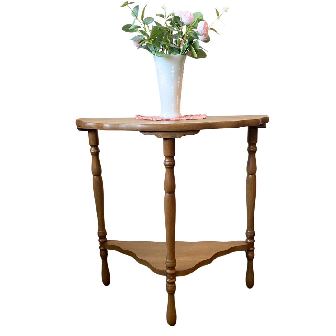 Wood Demi Lune Side Table - Painted and Stained Wood Look