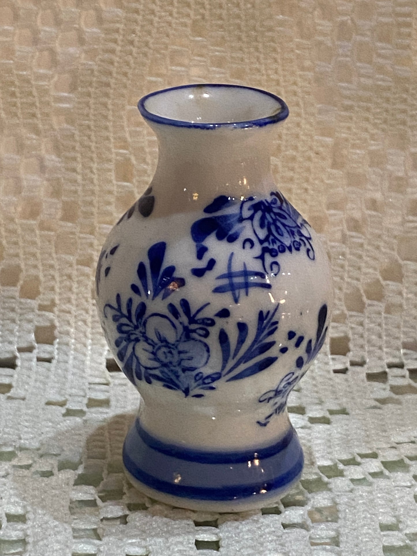 Miniature Blue and White Vase