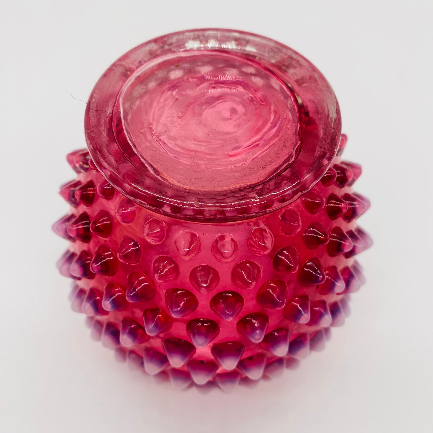 Fenton style Cranberry Opalescent Hobnail Art Glass