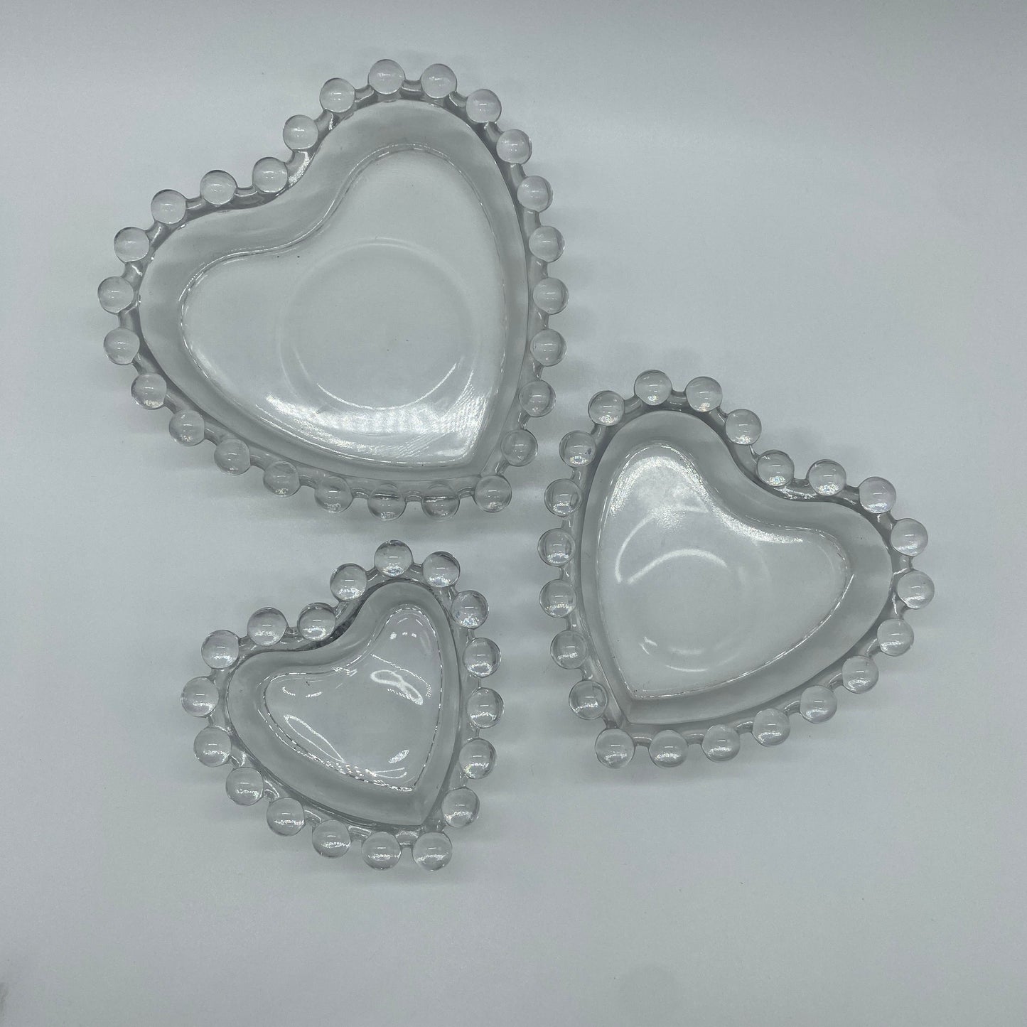 Imperial Candlewick 3 Piece Heart Nesting Dish