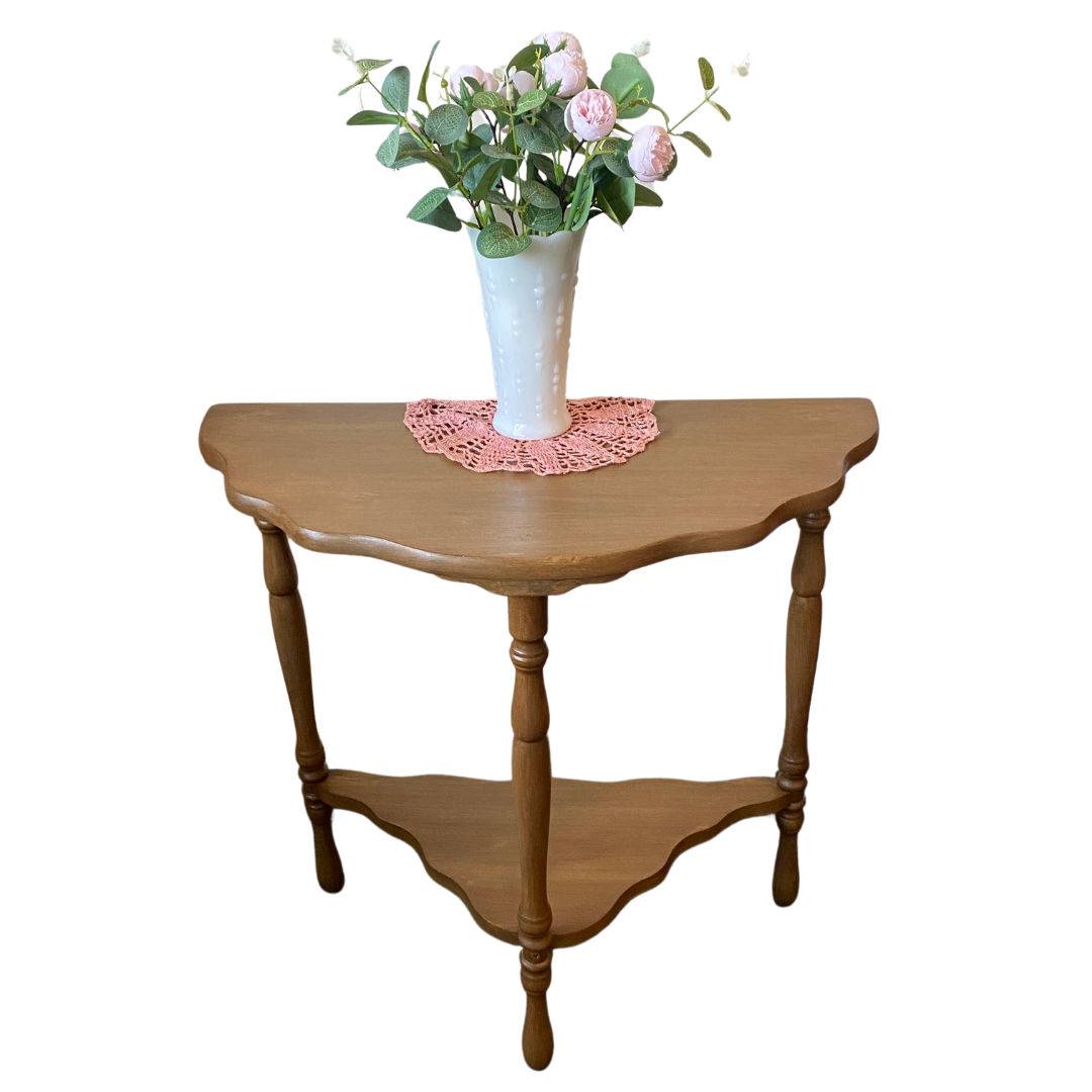 Wood Demi Lune Side Table - Painted and Stained Wood Look