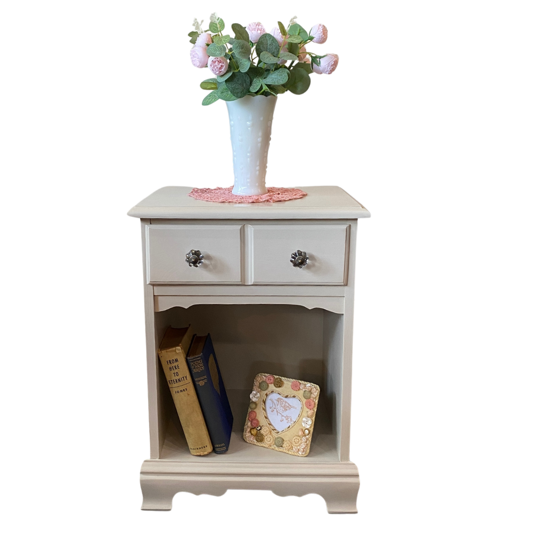 Painted Nightstand with One Drawer and Cubby