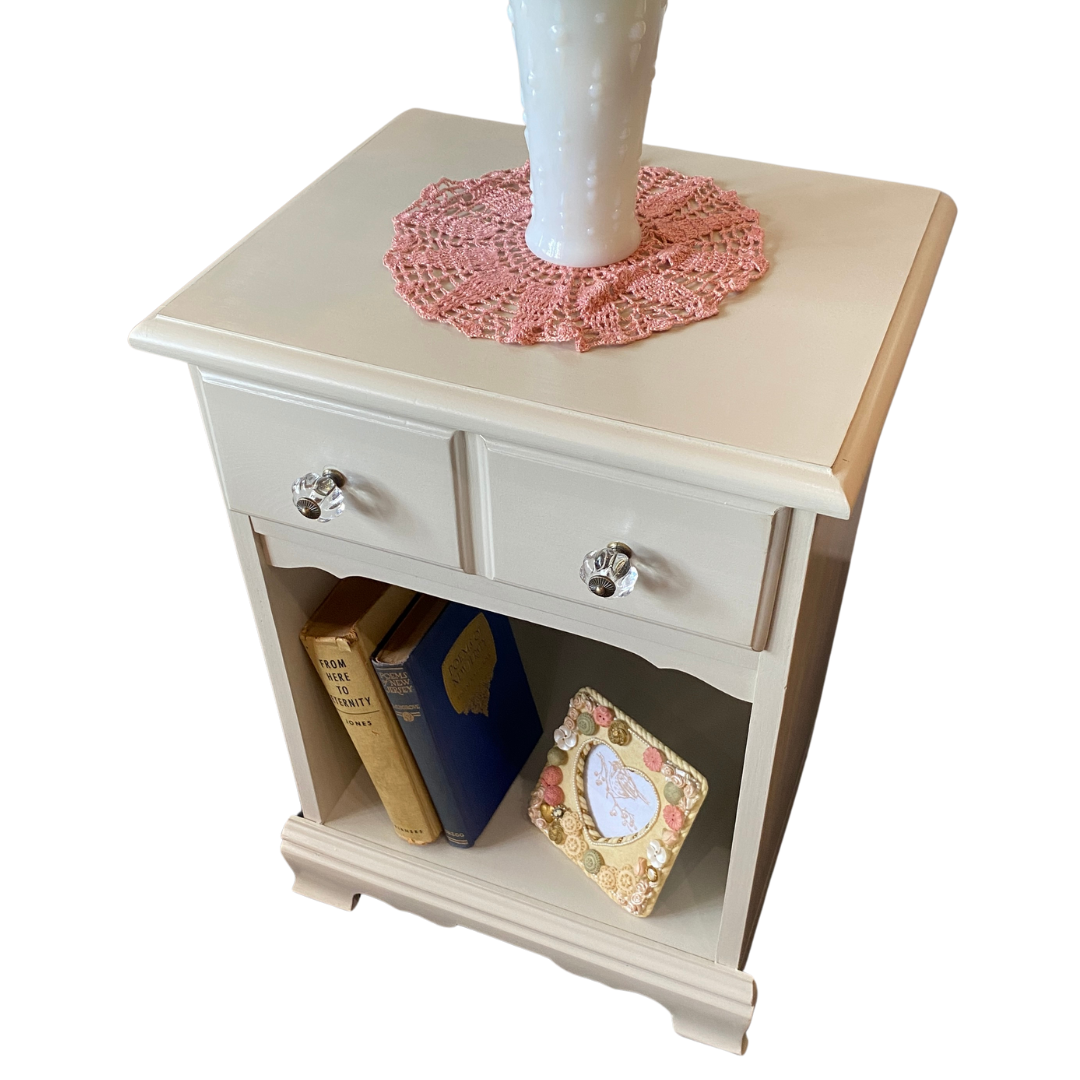 Painted Nightstand with One Drawer and Cubby