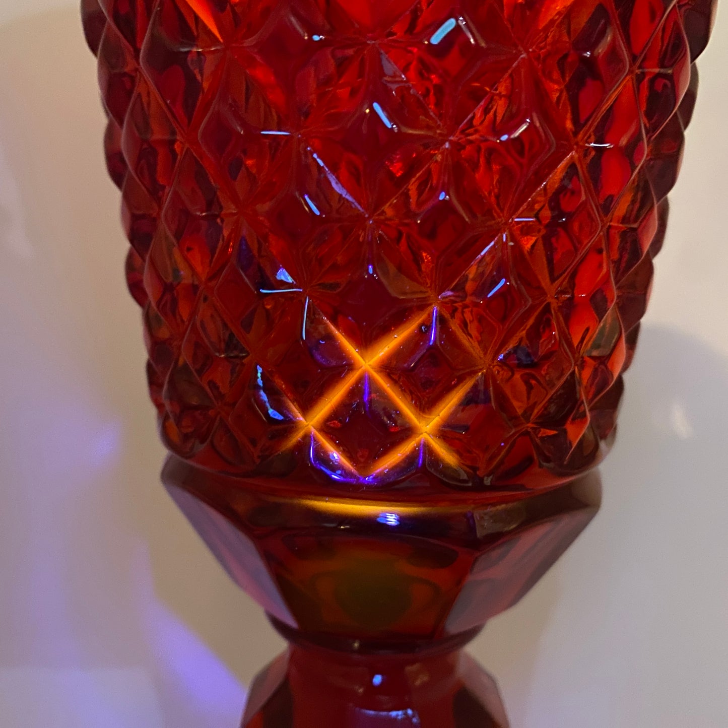 Amberina Indiana Glass Diamond Point - UV Reactive