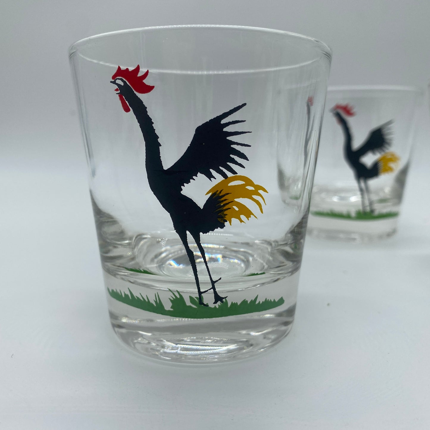 MCM Crowing Rooster Glasses - Set of 7