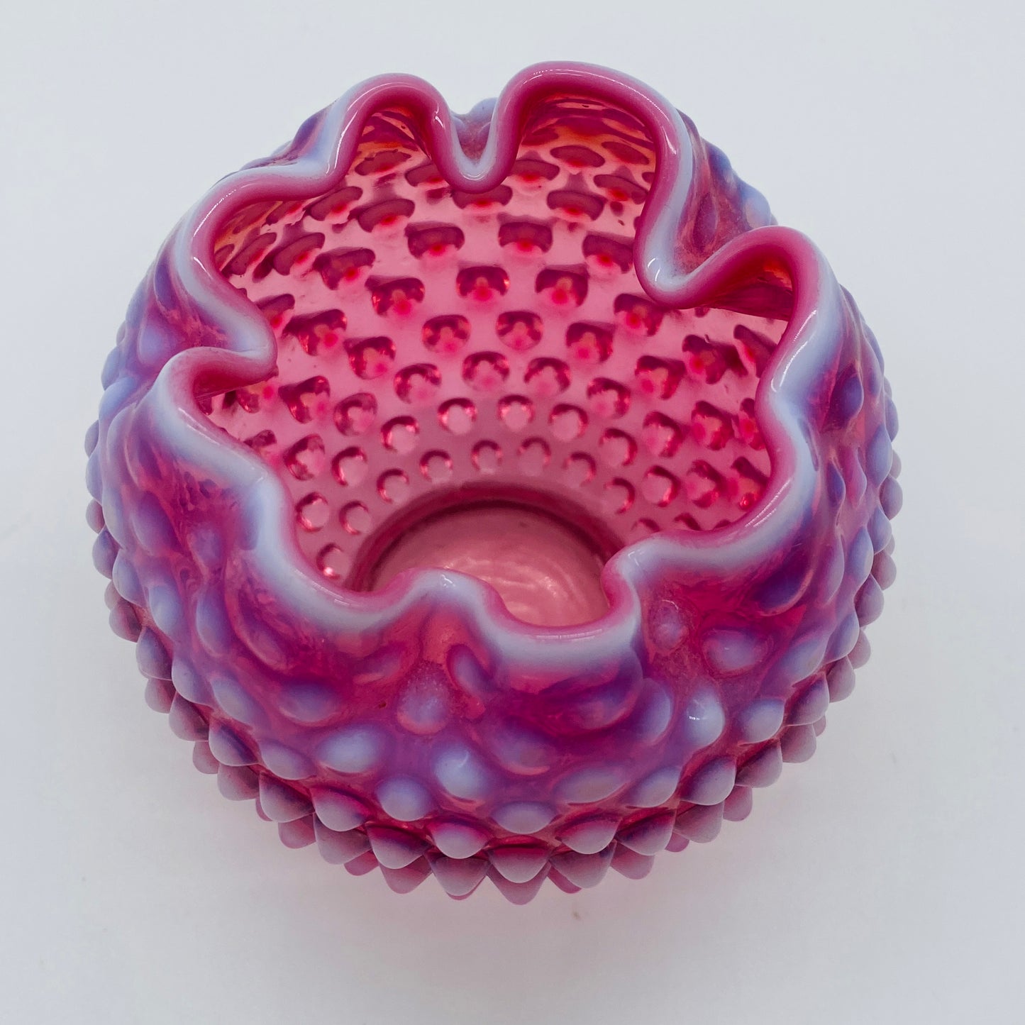 Fenton style Cranberry Opalescent Hobnail Art Glass