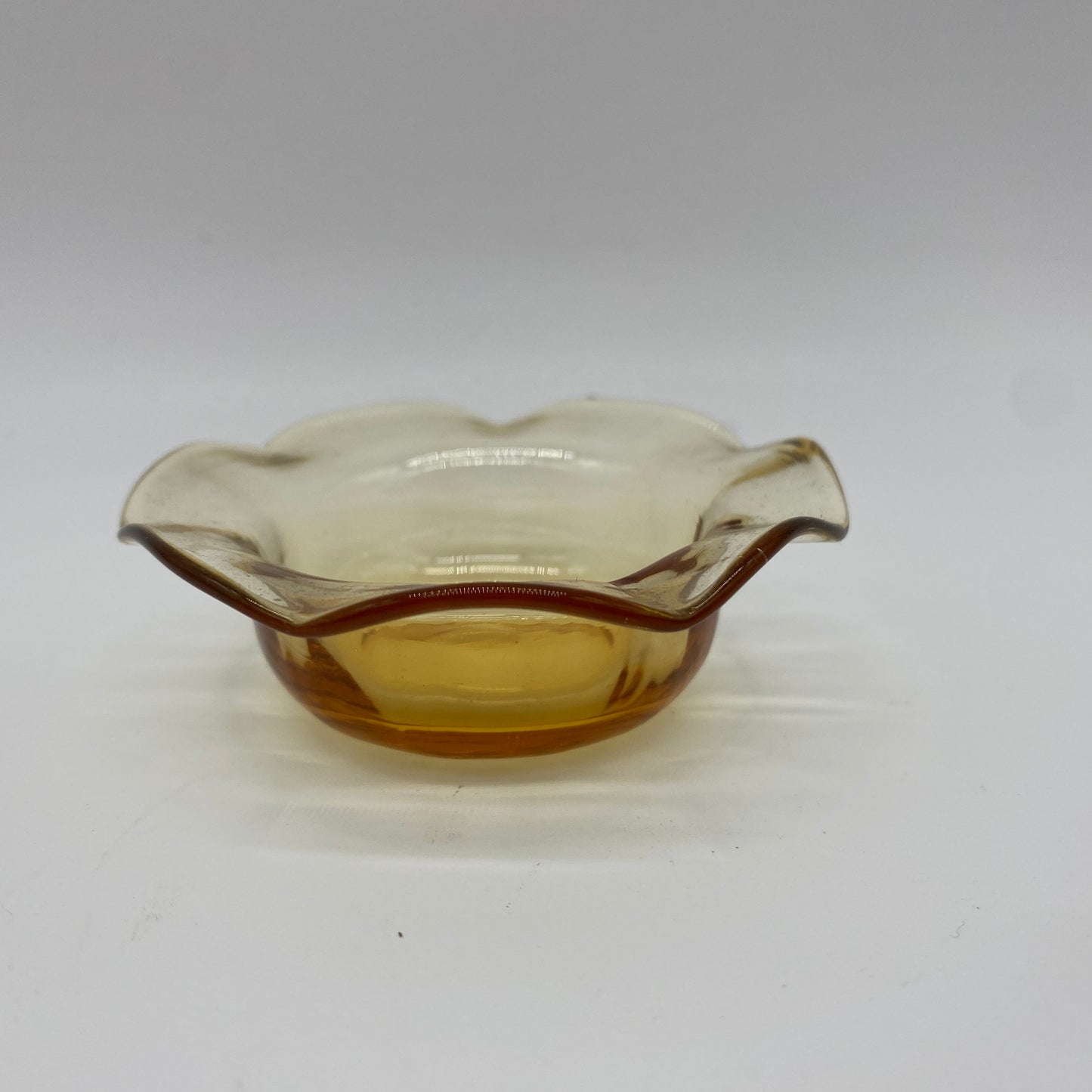 Yellow Ruffle Glass Salt Cellar