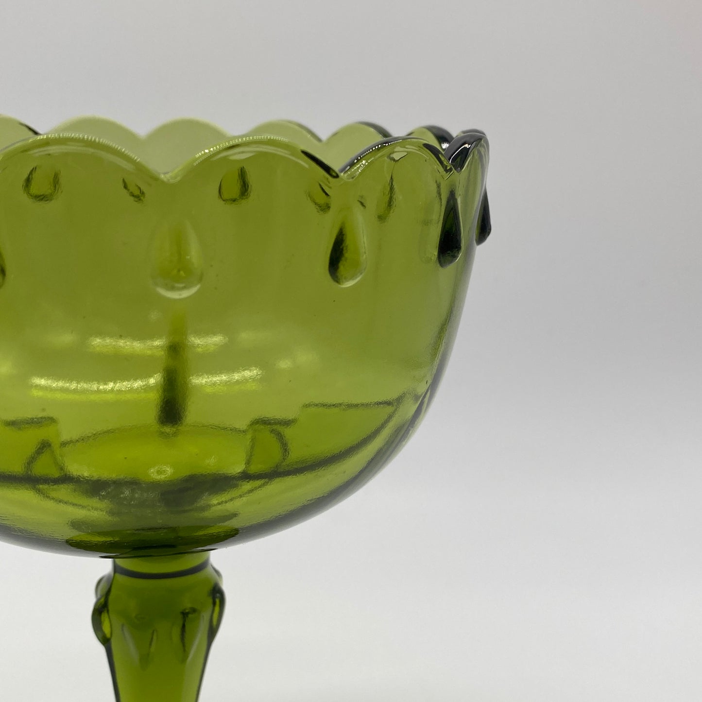 Green Teardrop Glass Pedestal Bowl