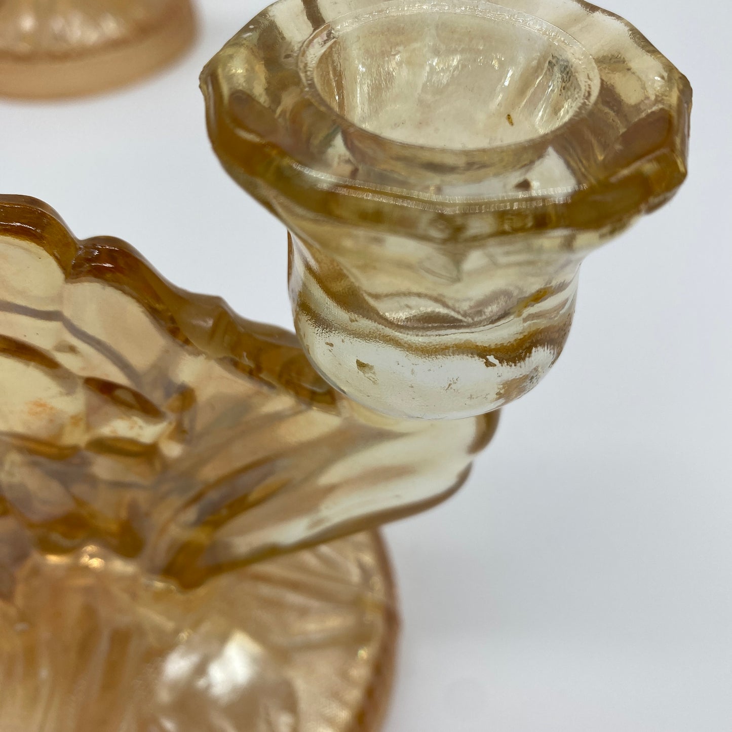 One Marigold Glass Candlestick Holder