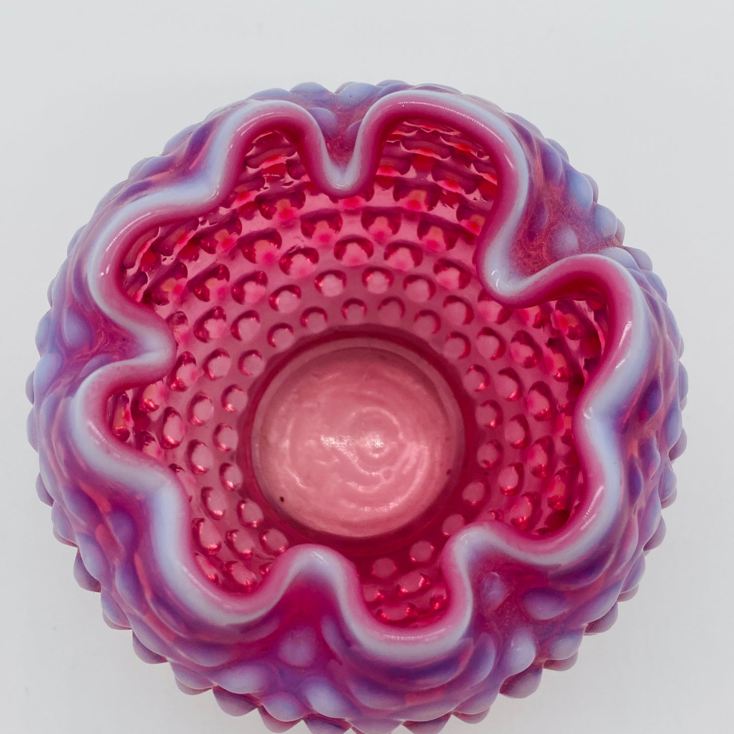 Fenton style Cranberry Opalescent Hobnail Art Glass