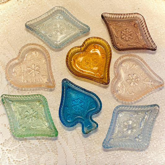 Indiana Glass Tiara Sandwich Trinket Trays, Poker Shapes, Various Colors