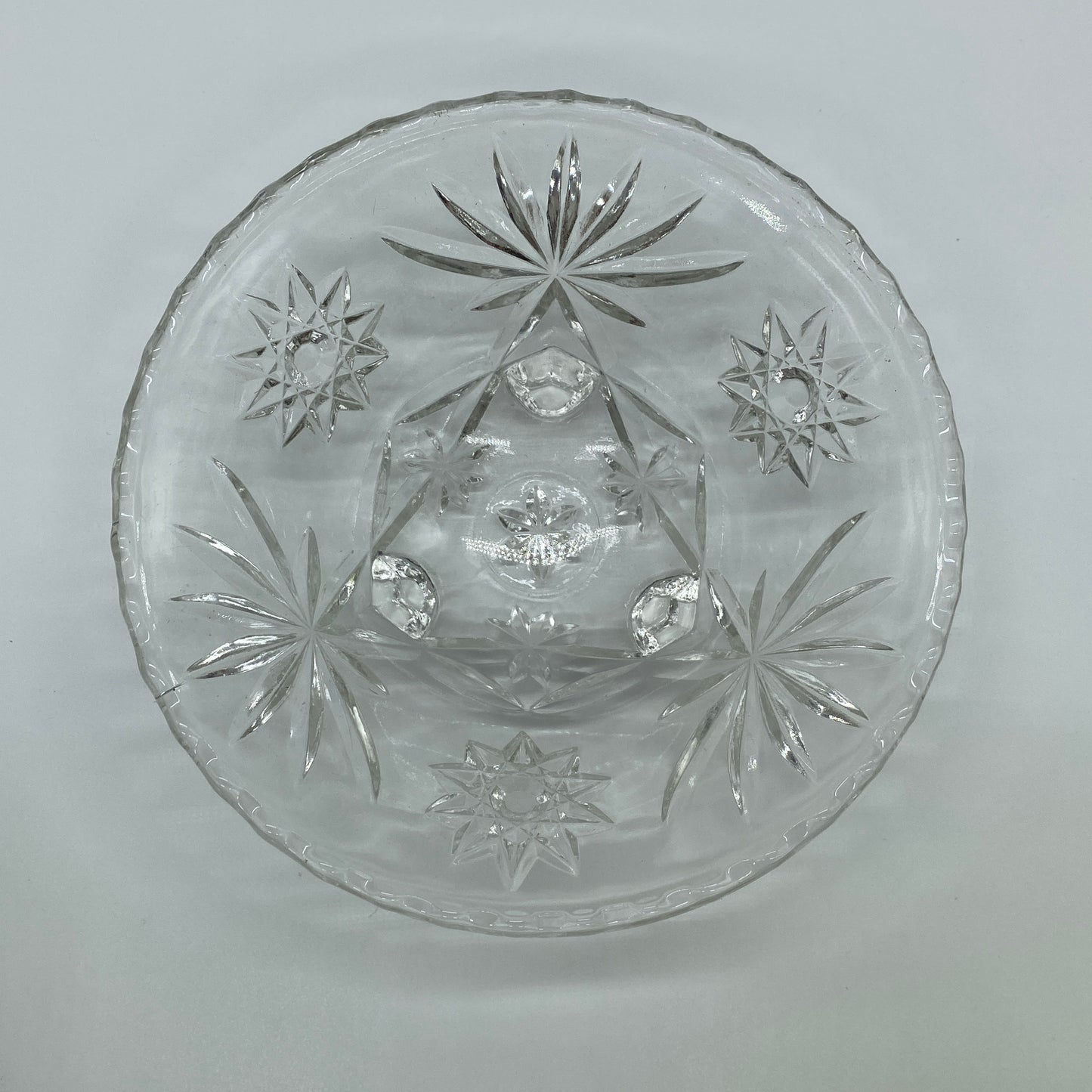 Anchor Hocking Star of David Glass Footed Candy Dish