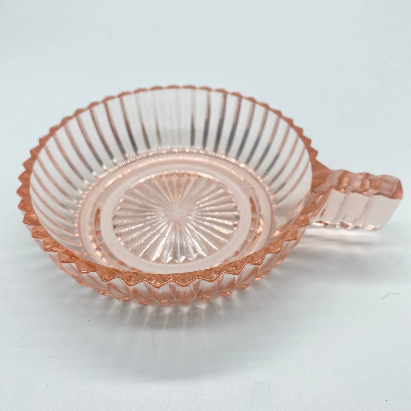 Pink Glass Handled Dish