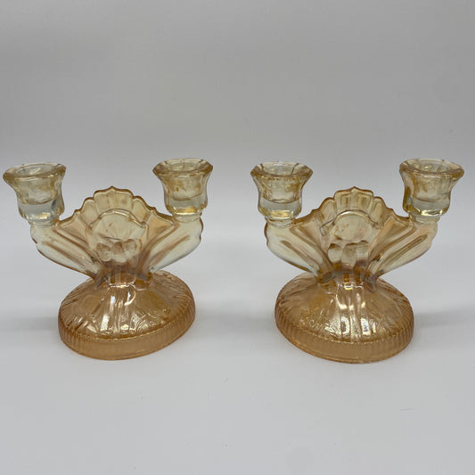 One Marigold Glass Candlestick Holder