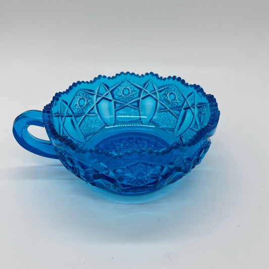 Blue Glass Bowl With Handle