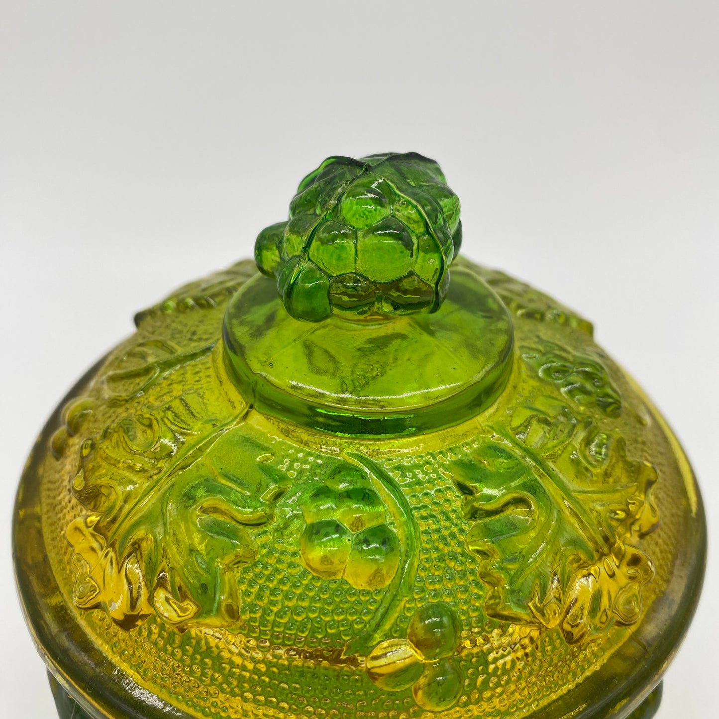 Green to Yellow Gradient Lidded and Footed Candy Dish