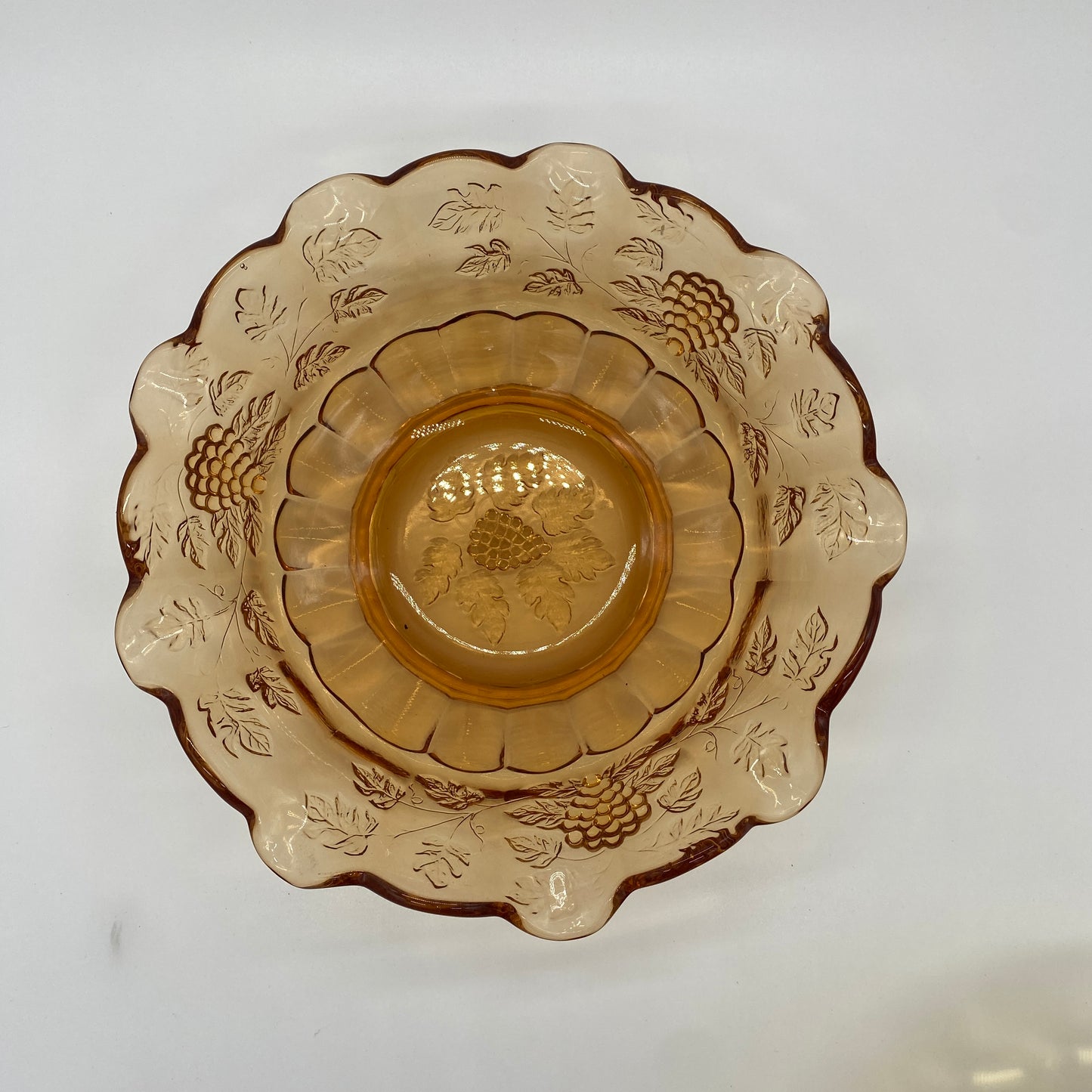 Amber Grape Ruffle Glass Bowl