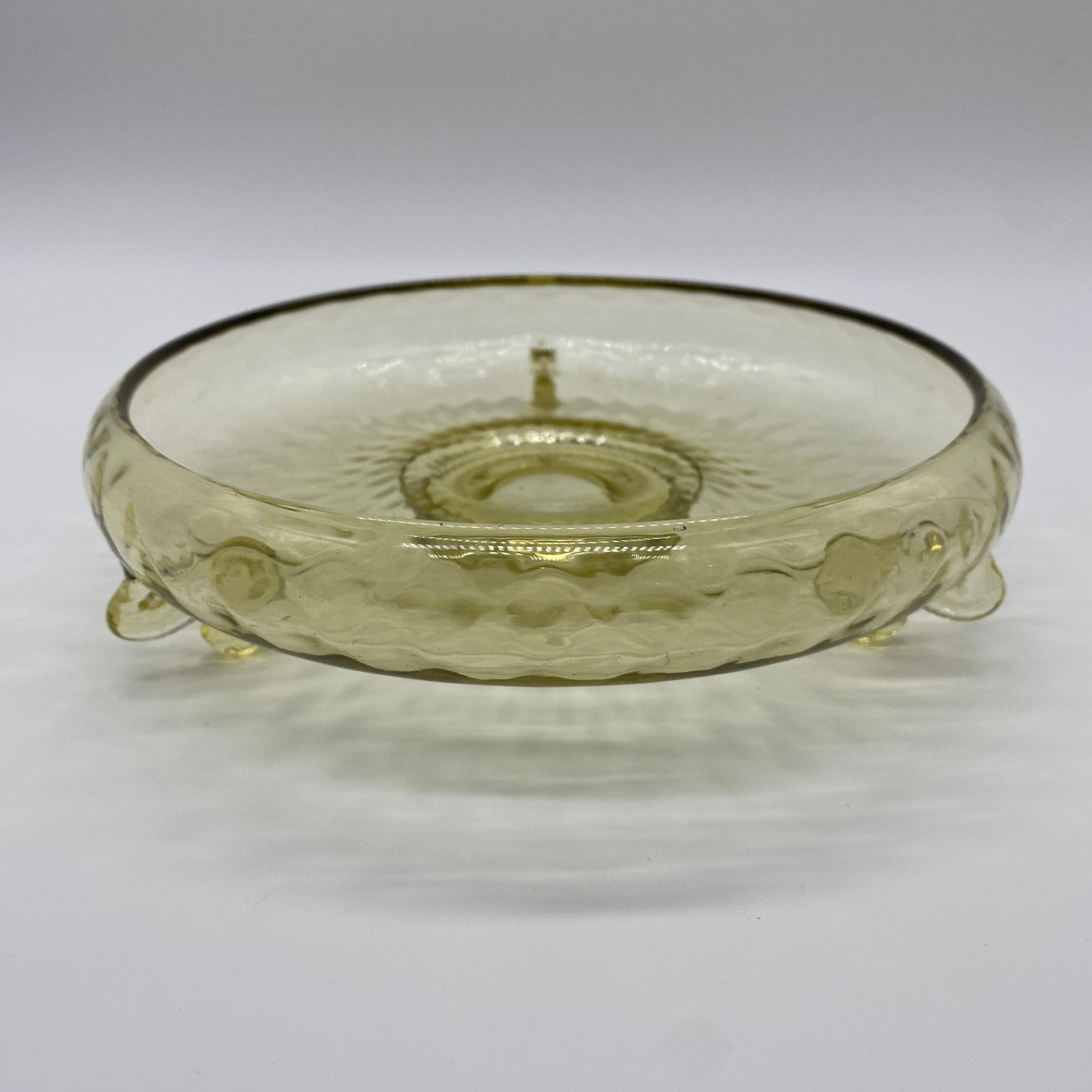 Yellow Glass Footed Shallow Dish