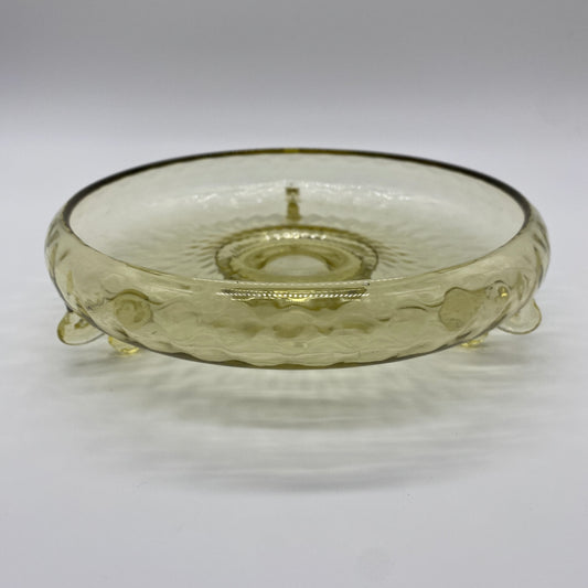 Yellow Glass Footed Shallow Dish