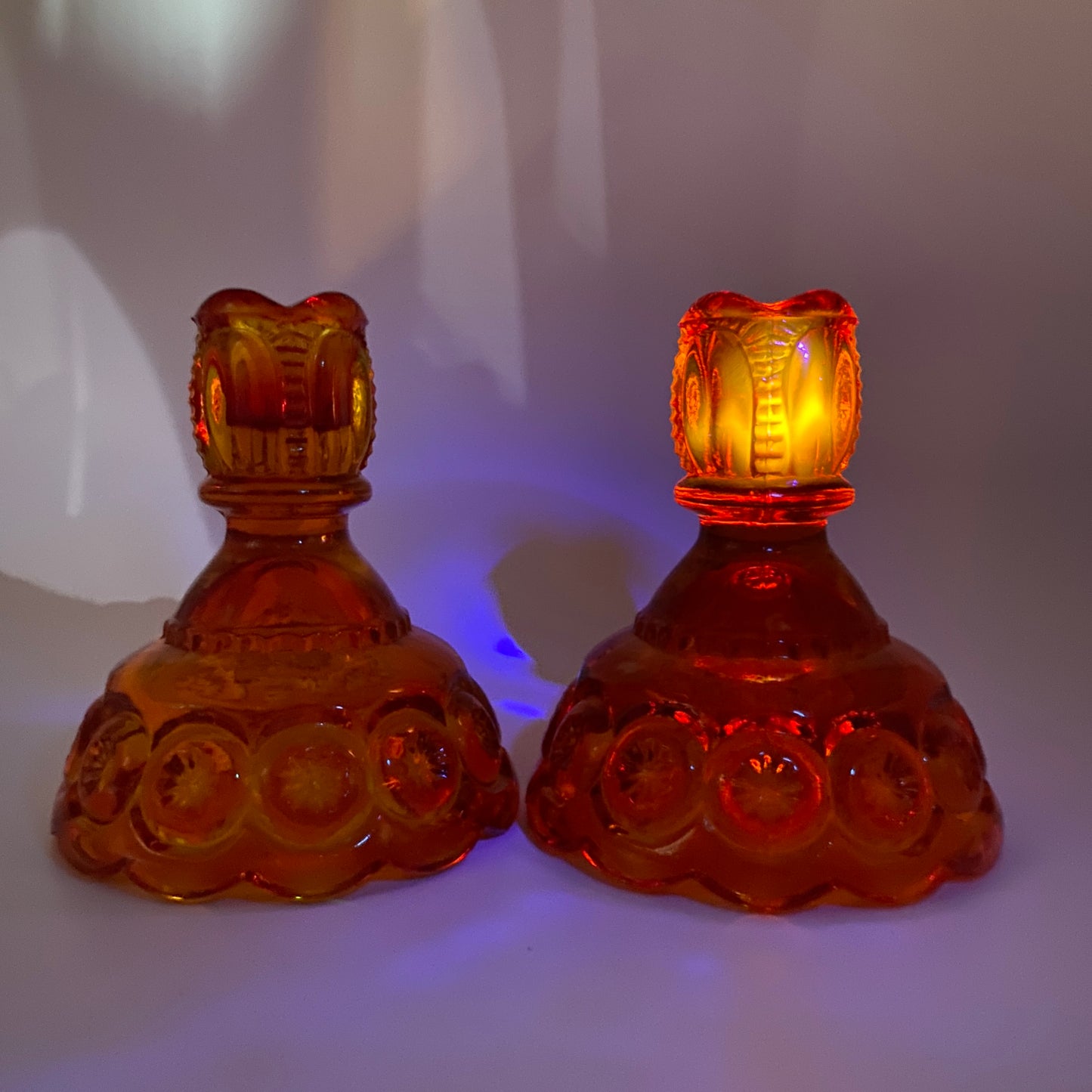 Pair of Moon and Stars Candlestick Holder - UV Reactive - 2 Pieces