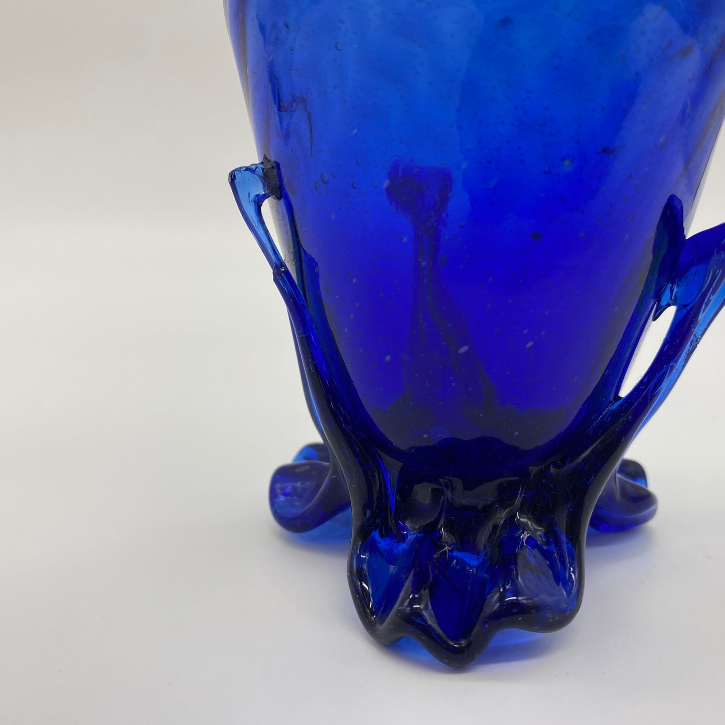 Cobalt Glass Footed Hat Pin Holder