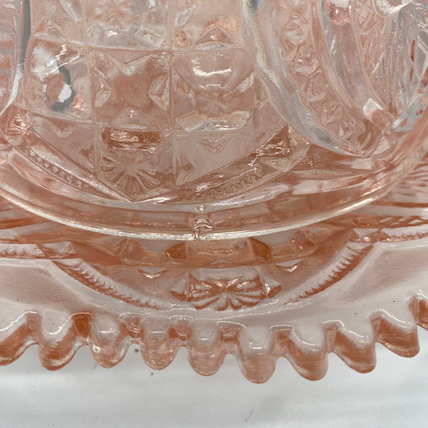 Pink Glass Butter Dish - 2 Pieces