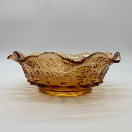 Amber Grape Ruffle Glass Bowl