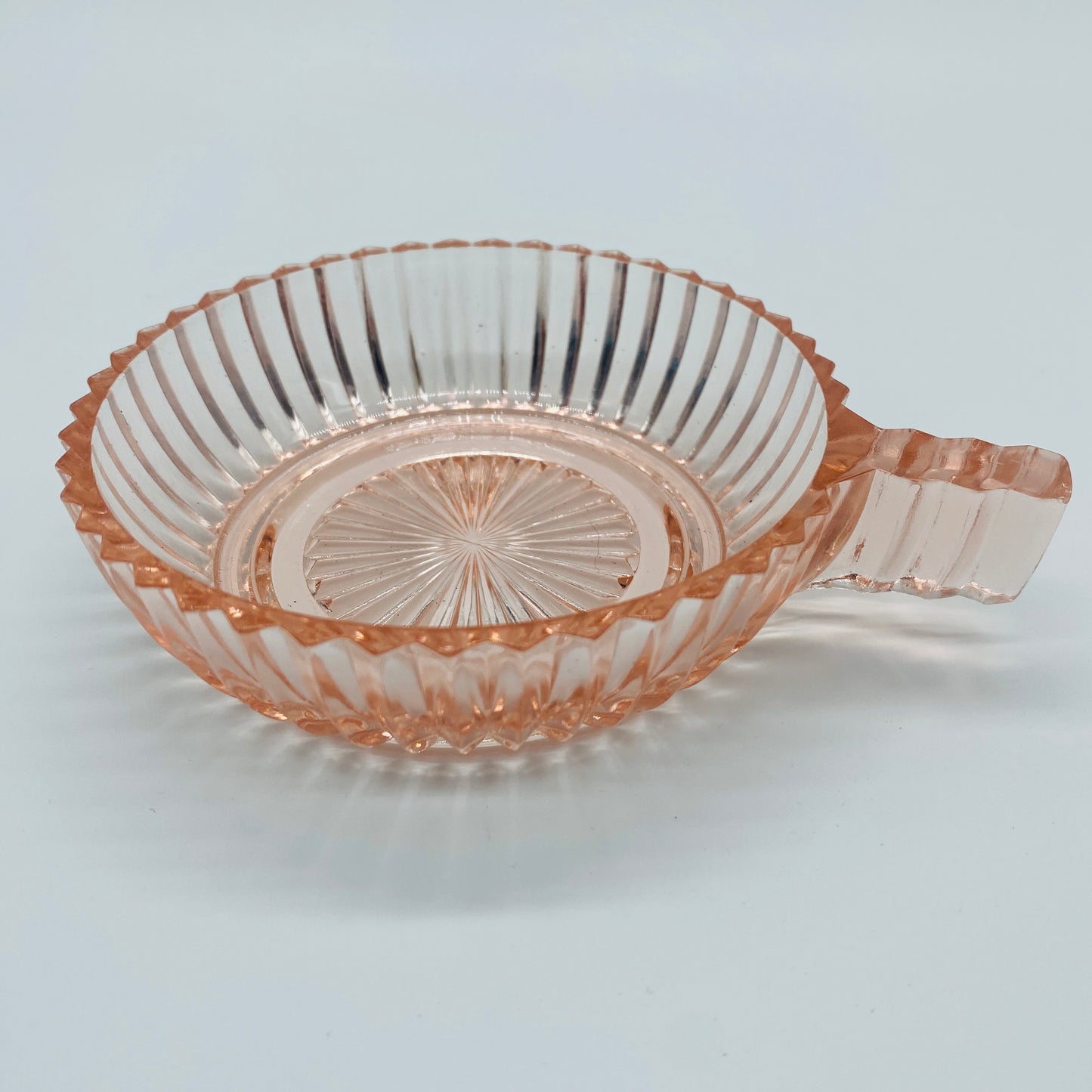 Pink Glass Handled Dish