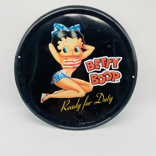 Round Metal Betty Boop “Ready for Duty” Collectible Sign