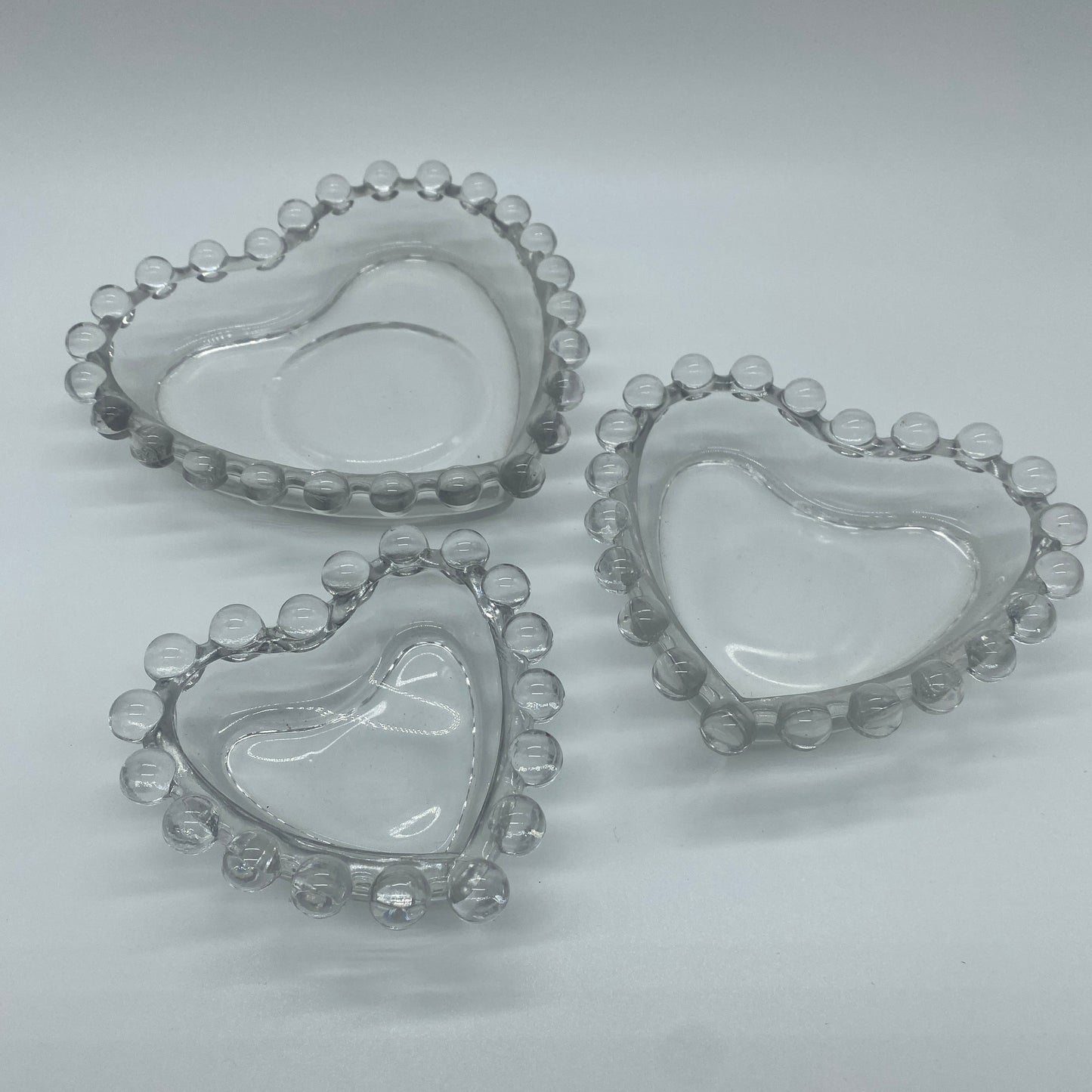 Imperial Candlewick 3 Piece Heart Nesting Dish