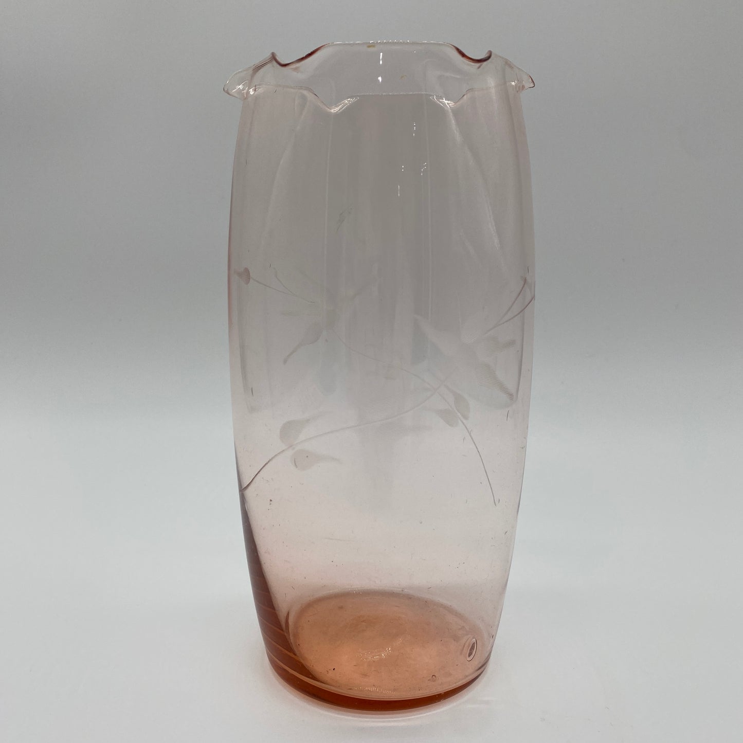 Pink Etched Glass Vase