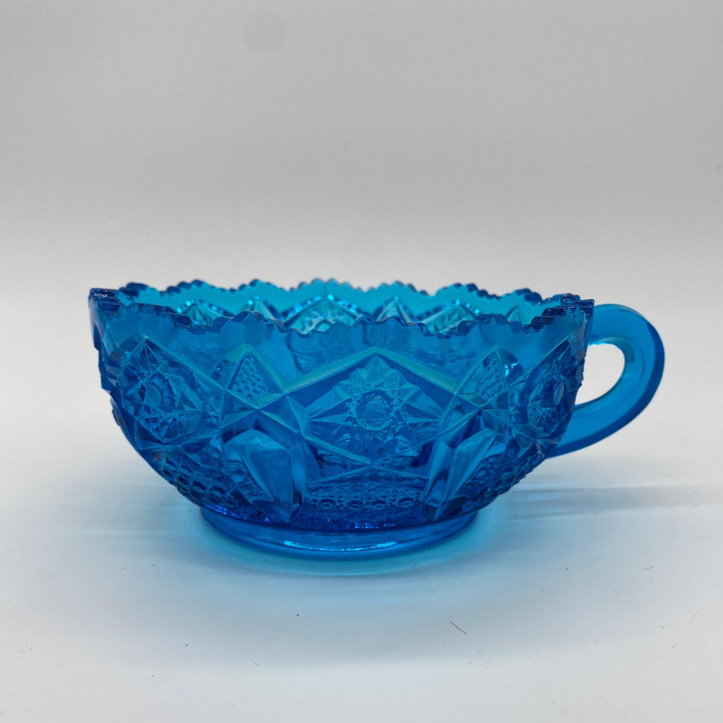 Blue Glass Bowl With Handle