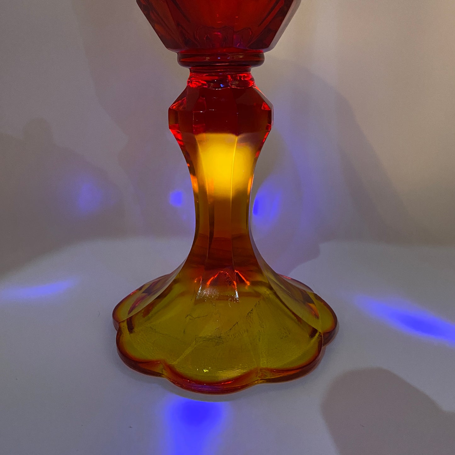 Amberina Indiana Glass Diamond Point - UV Reactive