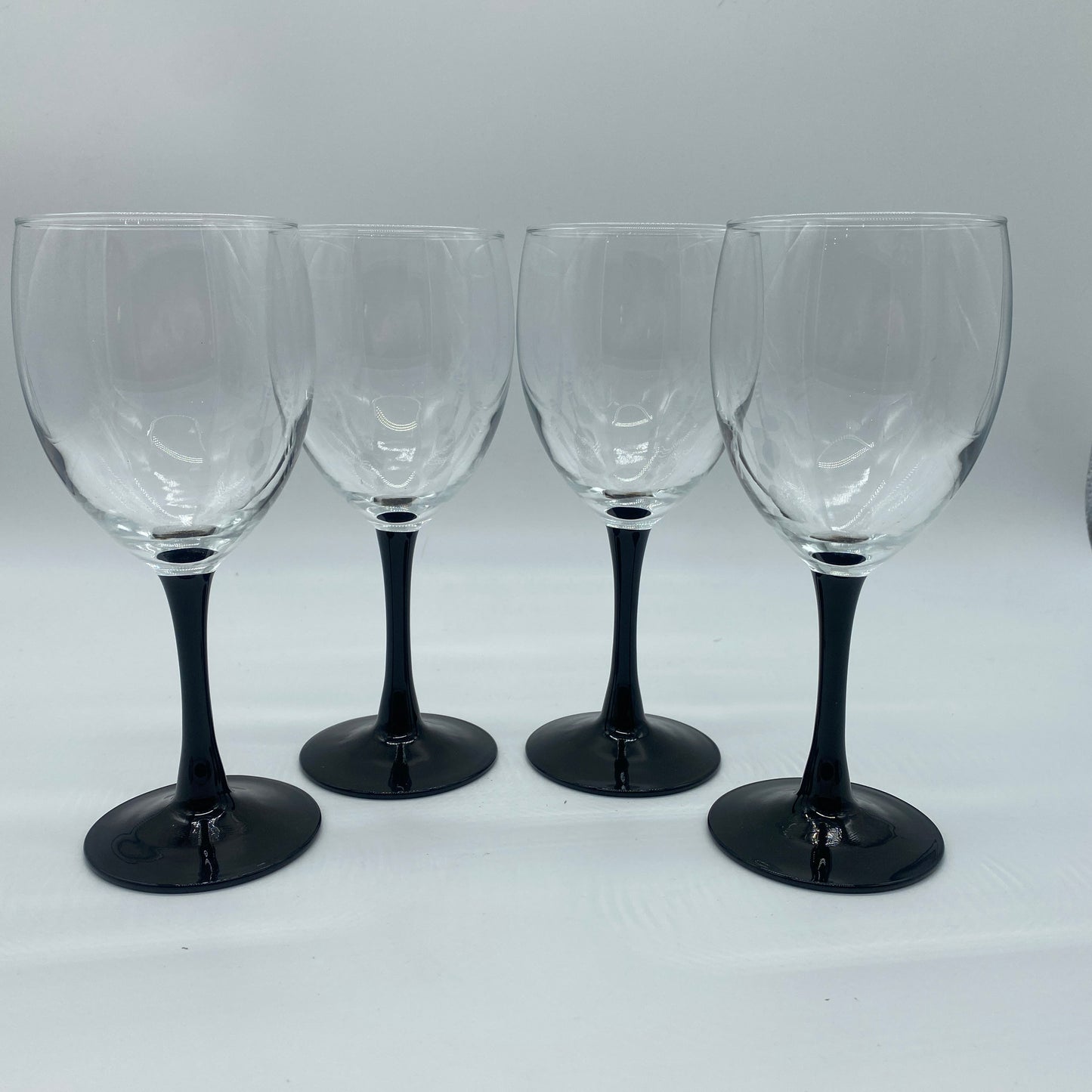 Black Stem Wine Glasses - 4 Piece Set