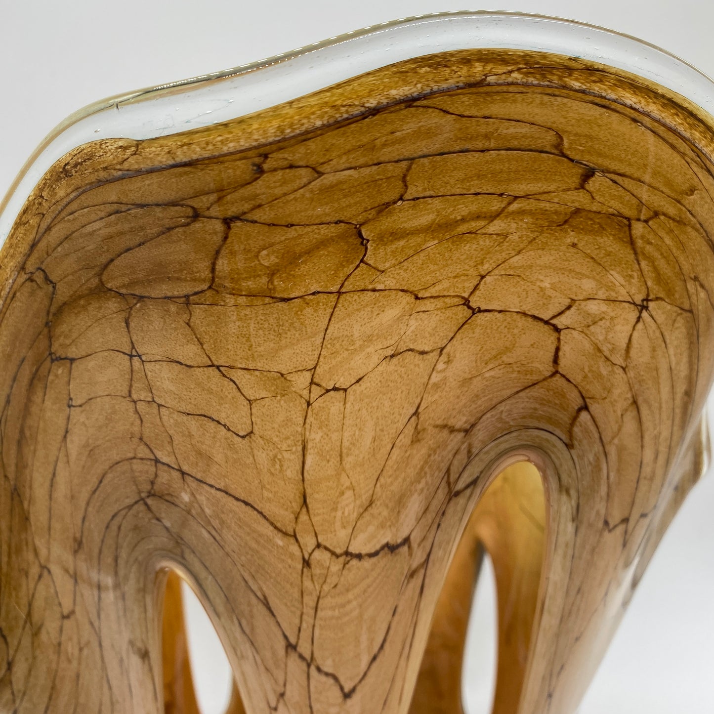 Beige Marbled Art Glass Sculpture