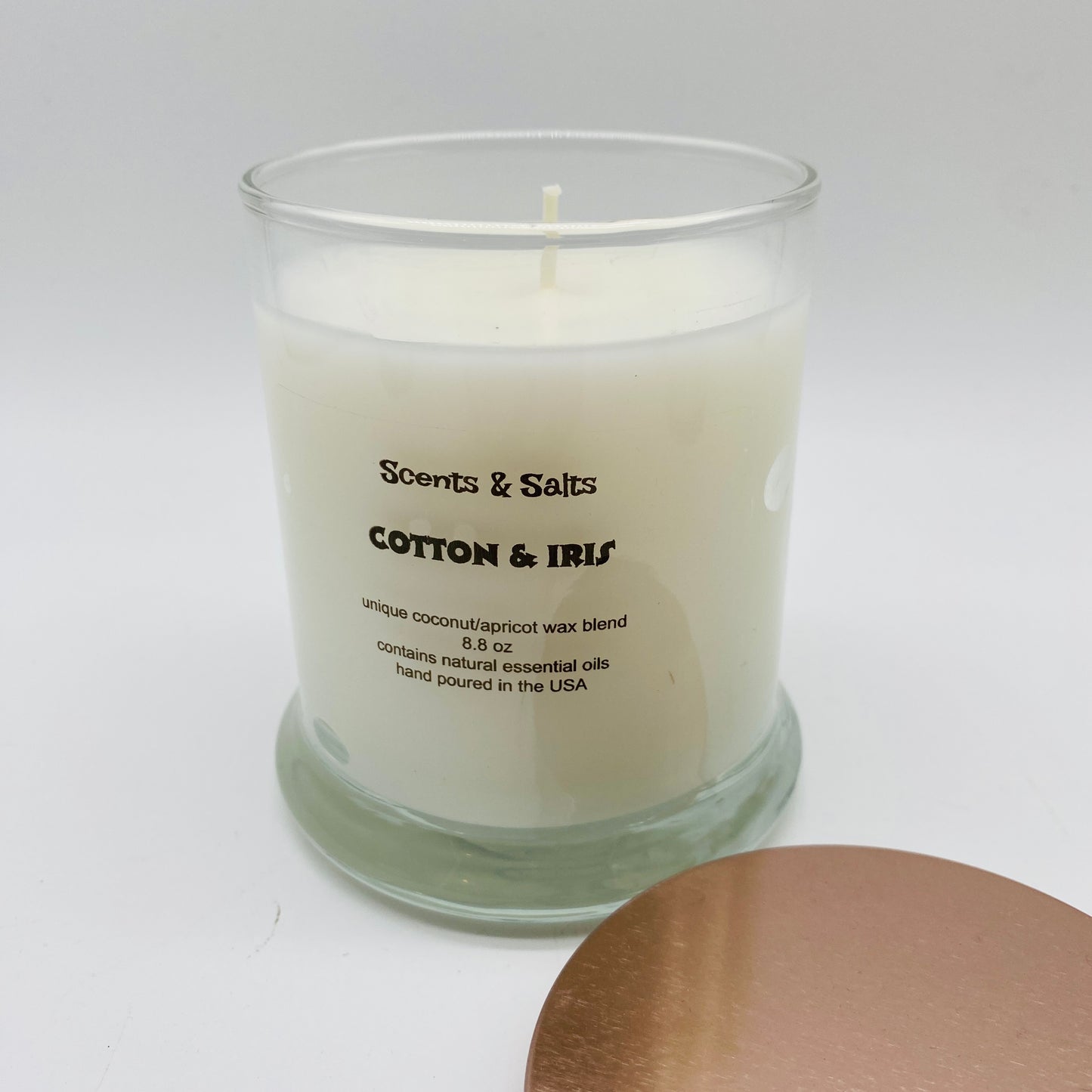 Scents and Salts Hand Poured Candle - Cotton and Iris