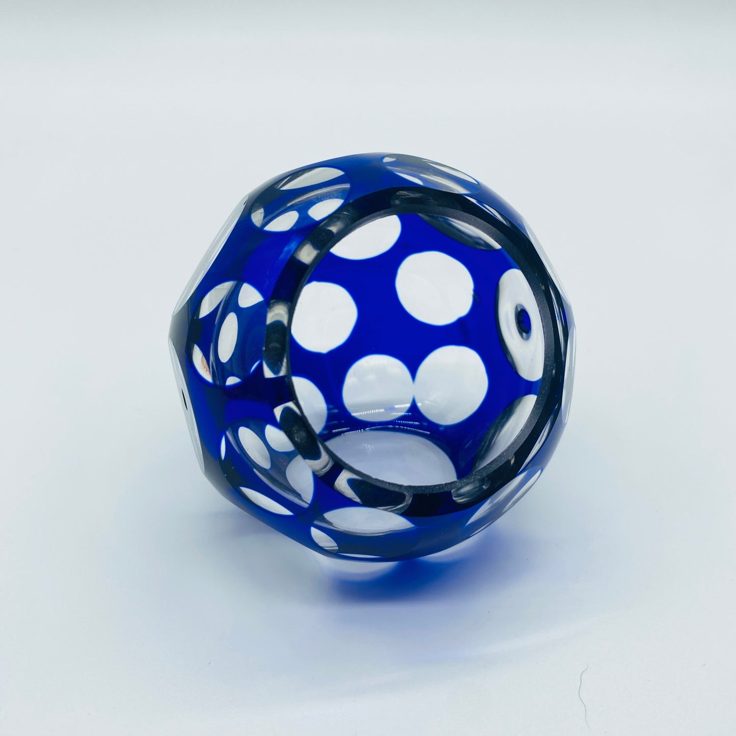 MCM Optic Sphere Cobalt to Clear Glass Ash Tray