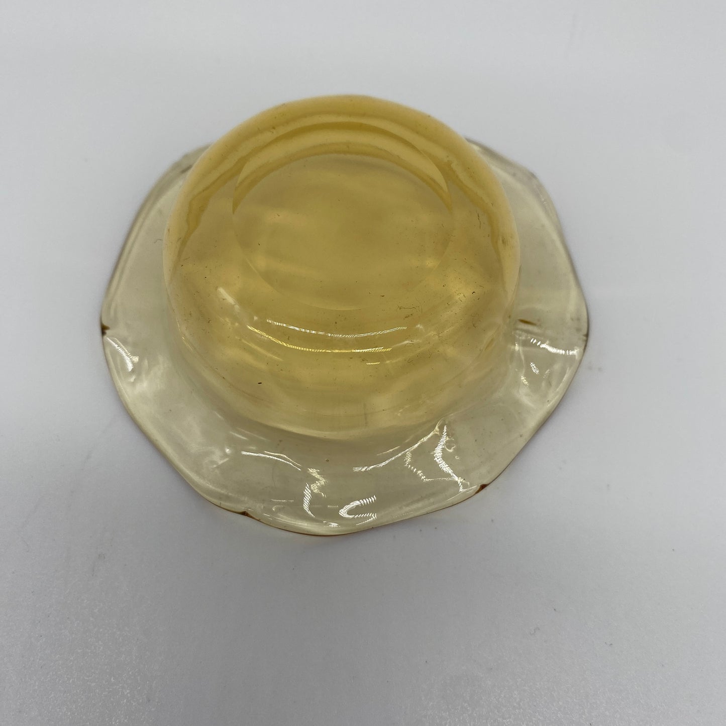 Yellow Ruffle Glass Salt Cellar