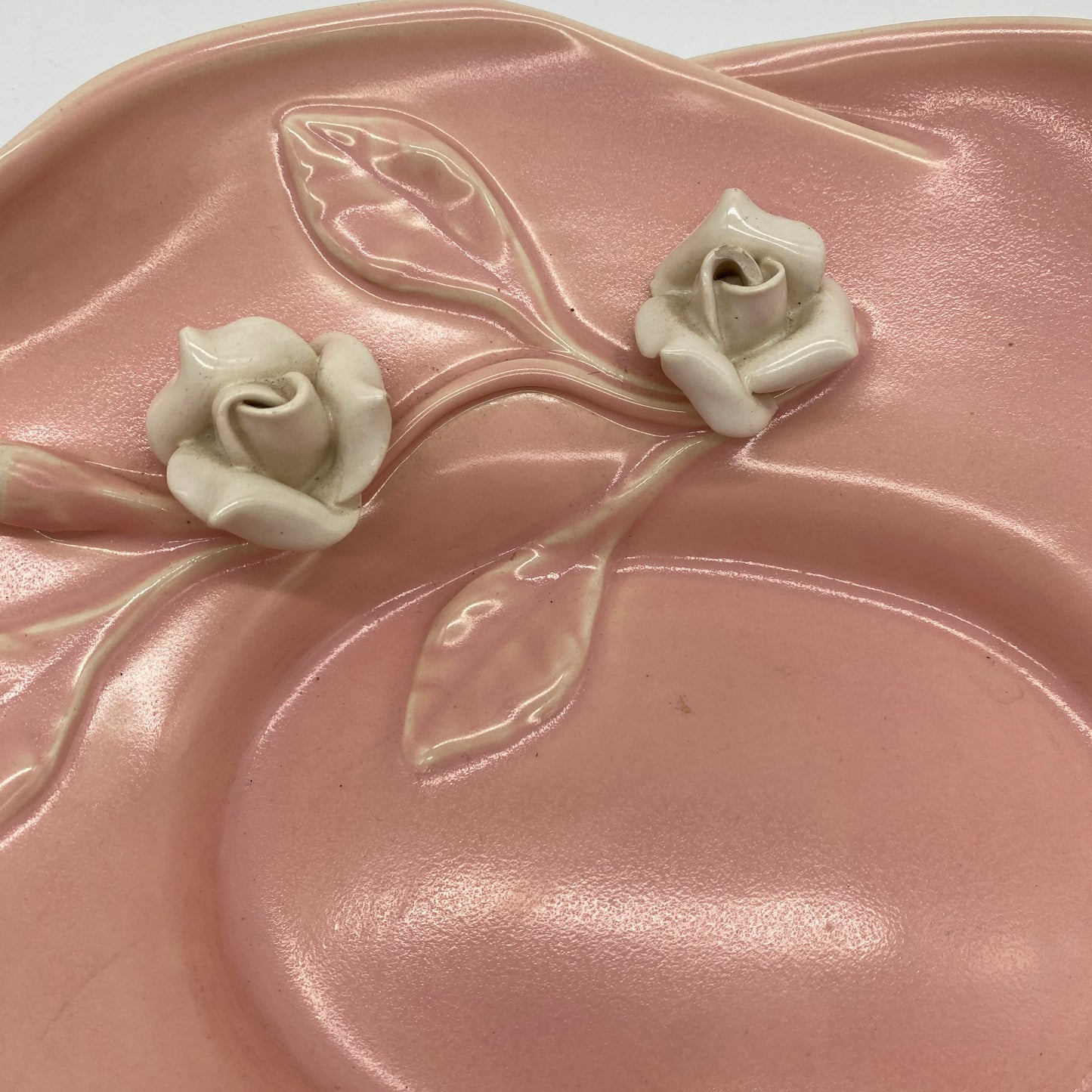 Haldeman California Pottery Console Bowl, Pink and Cream, Roses