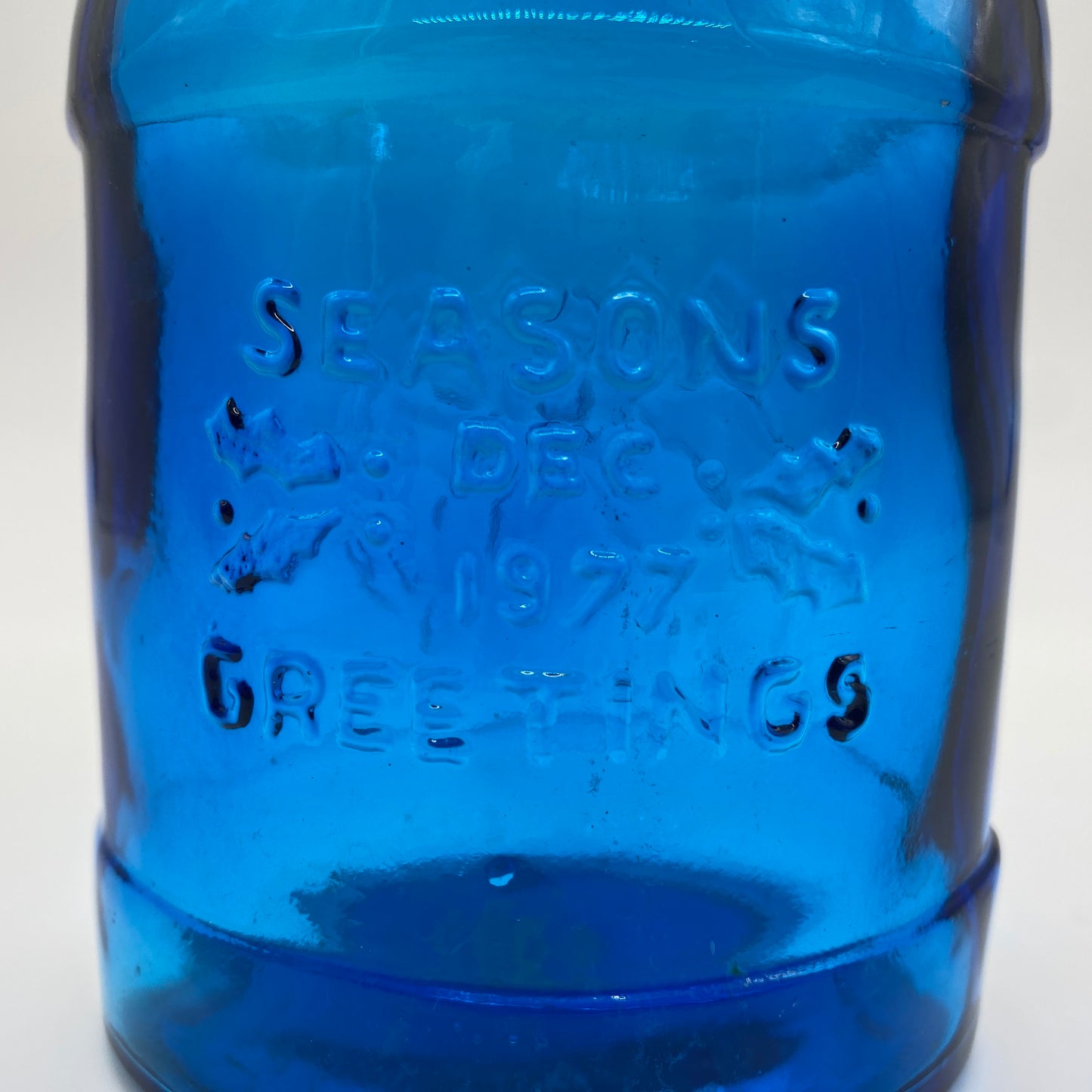 Blue Glass Season’s Greetings Bottle