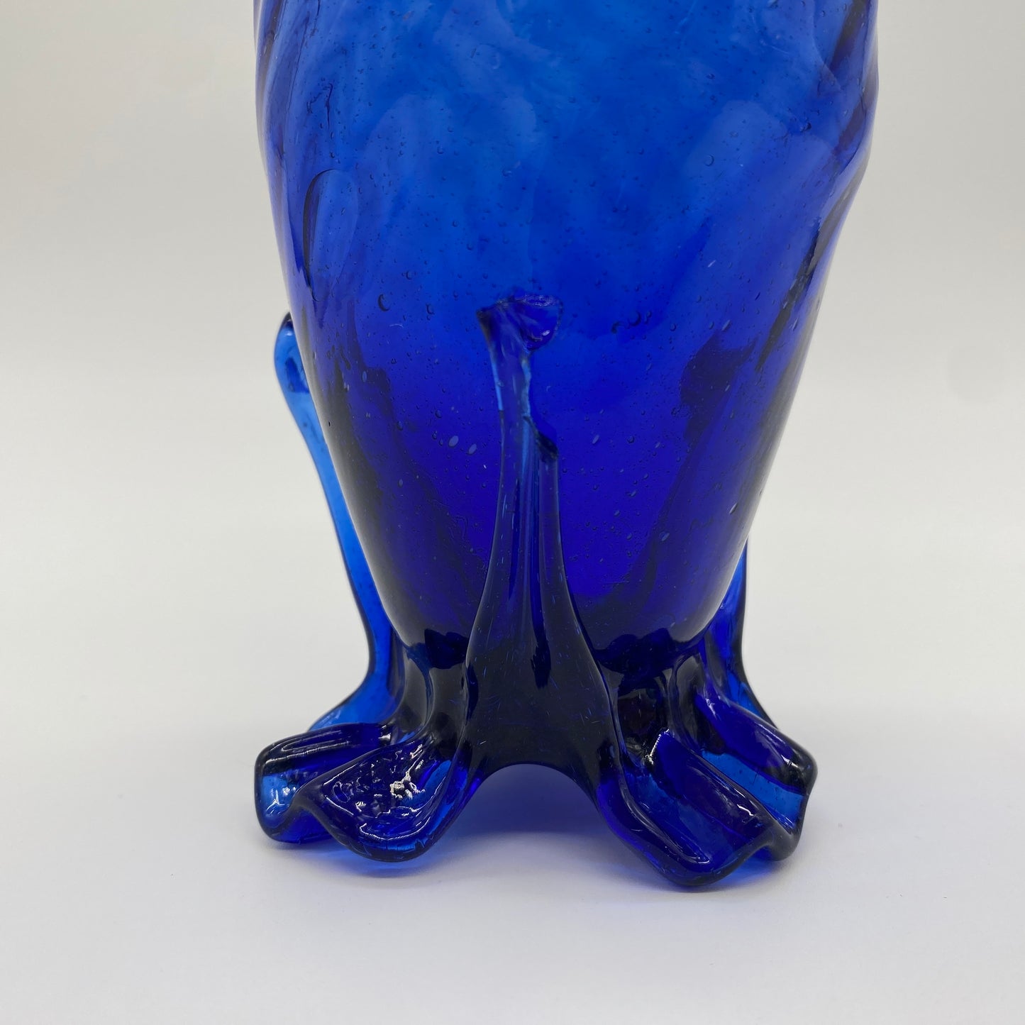 Cobalt Glass Footed Hat Pin Holder