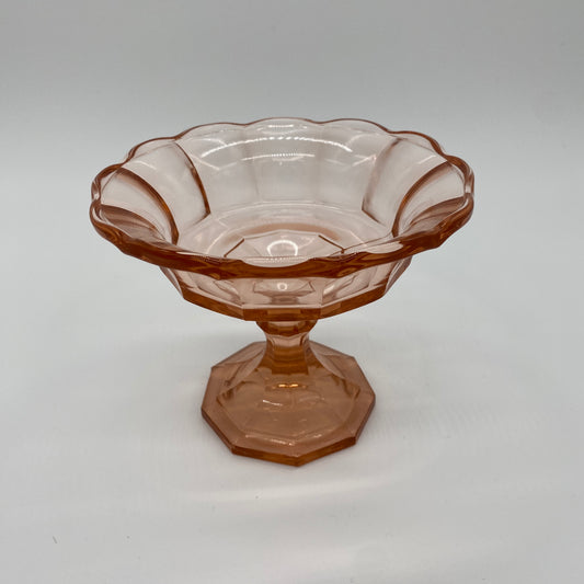 Pink Glass Pedestal Dish