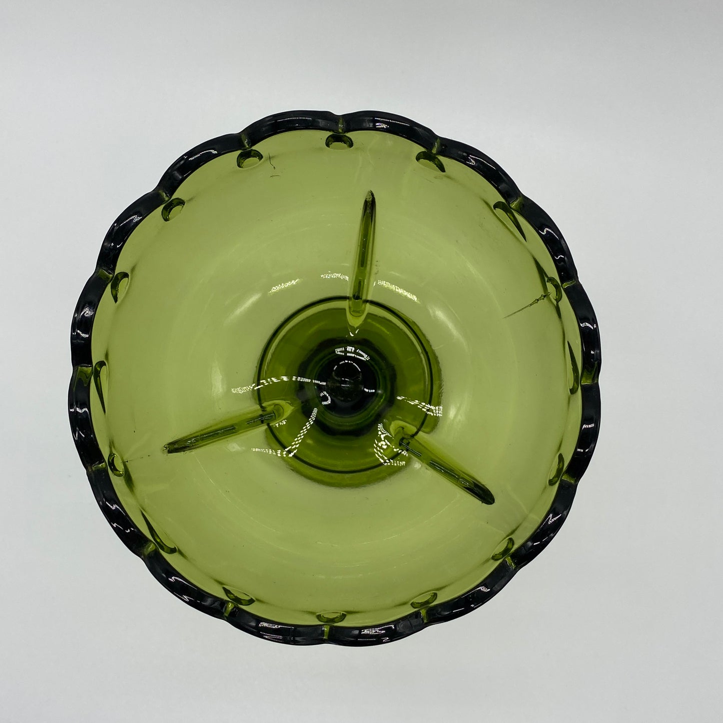 Green Teardrop Glass Pedestal Bowl